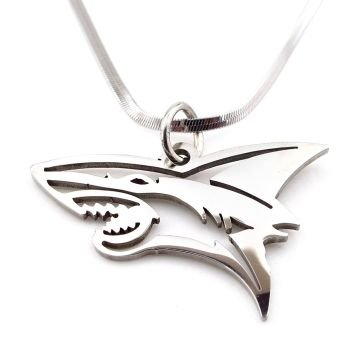 Köpekbalığı Resif Balık Yassı İtalyan Çelik Erkek Zincir Kolye Q0958