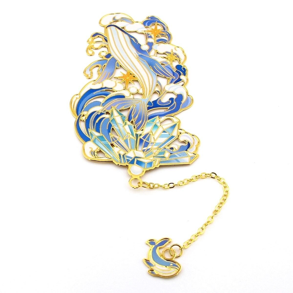 Balina Okyanus Resif Pastel Sanatsal Bookmark Metal Ayraç Kitap Ayracı AY096