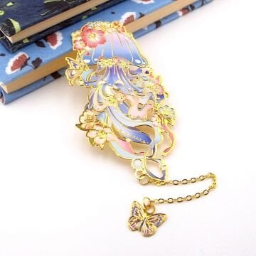 Denizanası Okyanus Pastel Sanatsal Bookmark Metal Ayraç Kitap Ayracı AY097