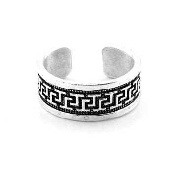 Greek Desenli Alyans Tarzı Pirinç Ayarlanabilir Erkek Yüzük RG071