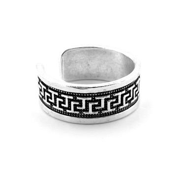 Greek Desenli Alyans Tarzı Pirinç Ayarlanabilir Erkek Yüzük RG071