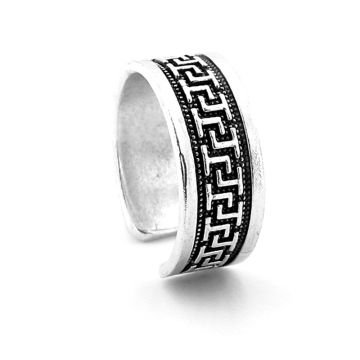 Greek Desenli Alyans Tarzı Pirinç Ayarlanabilir Erkek Yüzük RG071