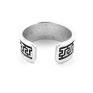 Greek Desenli Alyans Tarzı Pirinç Ayarlanabilir Erkek Yüzük RG071