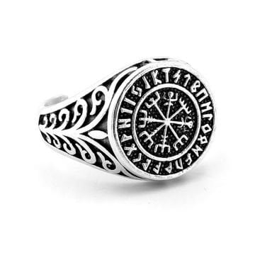 Vegvisir Viking Pusula İskandinav Mitoloji Yön Pirinç Erkek Yüzük RG072