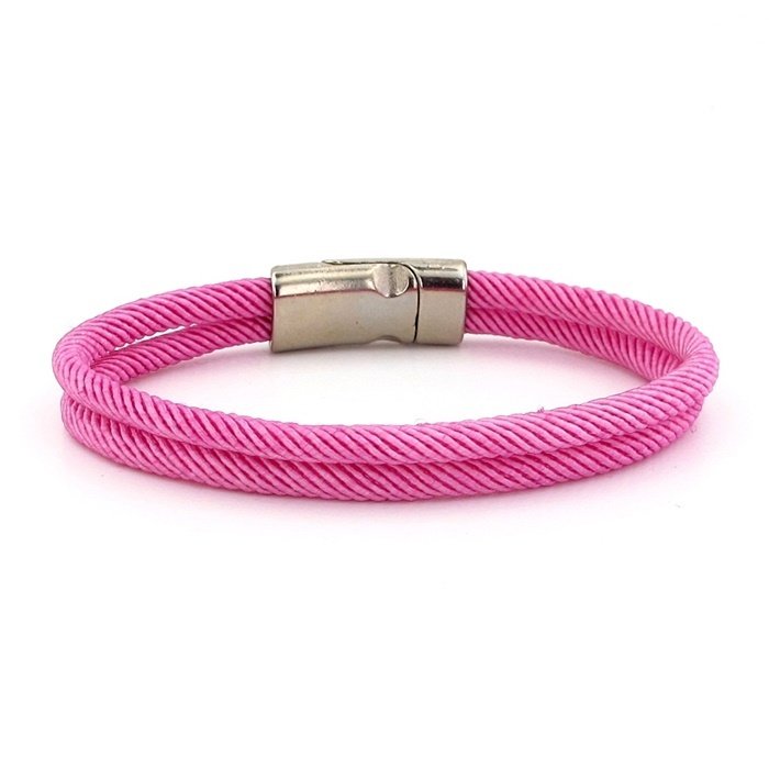 PEMBE İKİ SIRALI METAL MIKNATISLI ERKEK BİLEKLİK M013K