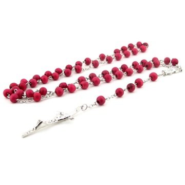 PEMBE RENK AHŞAP TANE KATOLİK TESBİH HAÇ İSA ROZARİ TS437