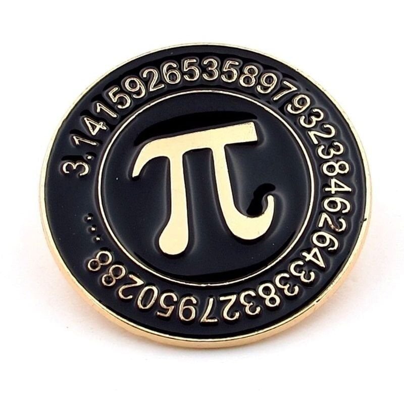 Matematik Pi Sayısı Sembol 3.141592 Siyah Renkli Metal Rozet RZ307