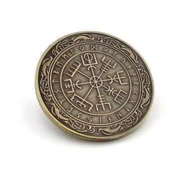 Viking İskandinav Nordik Semboller Mitolojik Şans Bronz Metal Hatıra Parası CP088