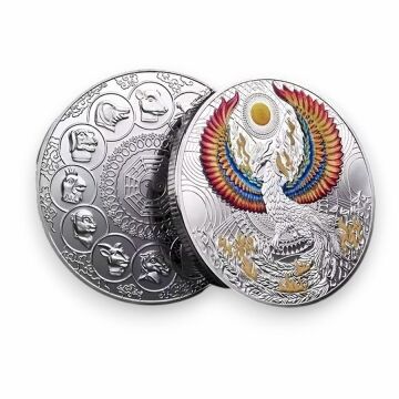 Zümrüdü Anka Kuşu Yeniden Doğuş Manifest Gümüş Renk Metal Para Coin CP094