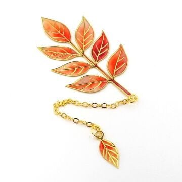 Dişbudak Sonbahar Ağaç Yaprakları Bookmark Metal Ayraç Kitap Ayracı Zincirli AY113