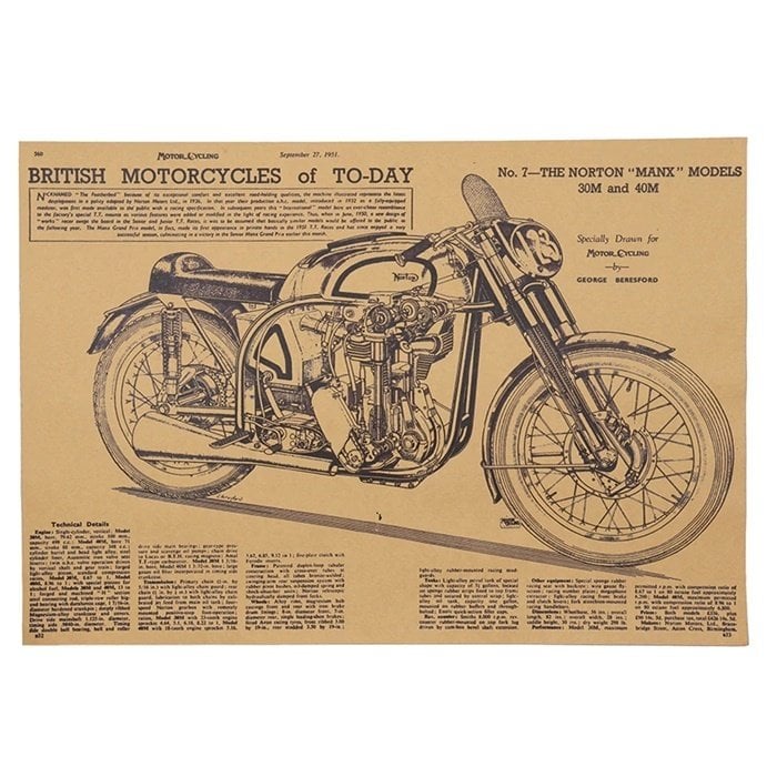 THE FEATHERBED NORTON MOTORSİKLET RETRO KRAFT POSTER AF028