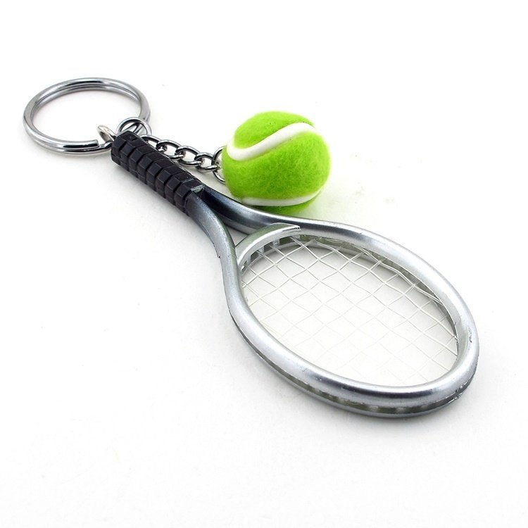 GRİ RENK TENİS RAKETİ VE TOPU  SPOR PVC ANAHTARLIK KC834