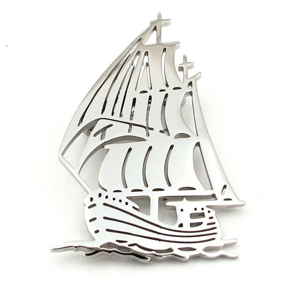 Yelkenli Korsan Gemisi Tekne Denizci Paslanmaz Çelik Rozet Broş Pin RZ329
