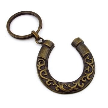 At Nalı Şans Uğur Manifest Talih Simgesi Antik Sarı Eskitme Metal Anahtarlık KY179