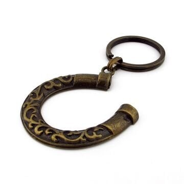 At Nalı Şans Uğur Manifest Talih Simgesi Antik Sarı Eskitme Metal Anahtarlık KY179