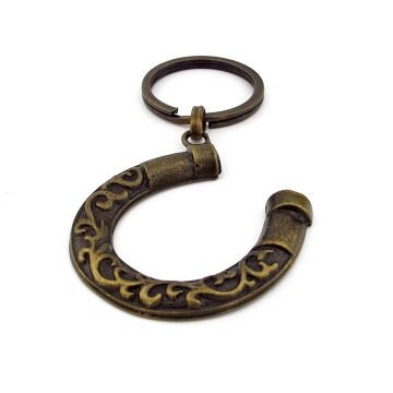 At Nalı Şans Uğur Manifest Talih Simgesi Antik Sarı Eskitme Metal Anahtarlık KY179