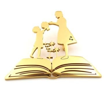 Öğrenci Kitap Okul Öğretmenler Günü Sarı Paslanmaz Çelik Rozet Broş RZ331