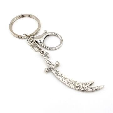 Zülfikar Çift Uçlu Kılıç Şeklinde Antik Eskitme Metal Anahtarlık KY184