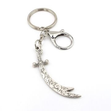 Zülfikar Çift Uçlu Kılıç Şeklinde Antik Eskitme Metal Anahtarlık KY184
