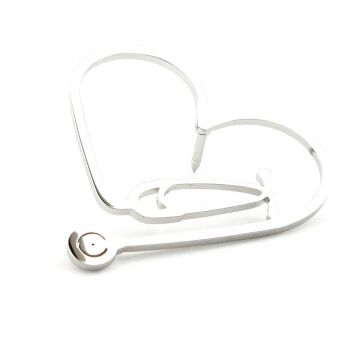 Kalp Şekilli Steteskop Doktor Hemşire Acil Servis Paslanmaz Çelik Broş Rozet RZ336