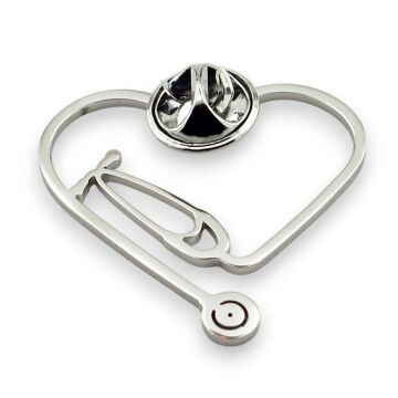 Kalp Şekilli Steteskop Doktor Hemşire Acil Servis Paslanmaz Çelik Broş Rozet RZ336
