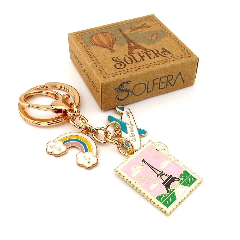 Paris Eyfel Kulesi Uçak Bulut Seyahat Fransa Çanta Süsü Charm Anahtarlık KY188