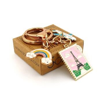 Paris Eyfel Kulesi Uçak Bulut Seyahat Fransa Çanta Süsü Charm Anahtarlık KY188