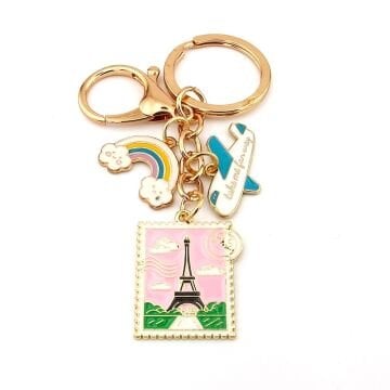 Paris Eyfel Kulesi Uçak Bulut Seyahat Fransa Çanta Süsü Charm Anahtarlık KY188