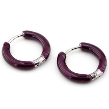 Mor Mineli Paslanmaz Çelik Uniseks Kadın Erkek Halka Küpe ER222