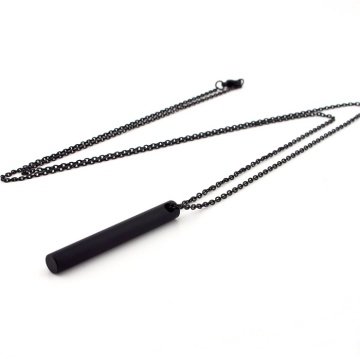 MAT SİYAH SİLİNDİR 40mm BAR PASLANMAZ ÇELİK ERKEK KOLYE Q0405