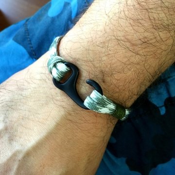 METAL SİYAH KANCA PARACORD ERKEK BİLEKLİK BT107